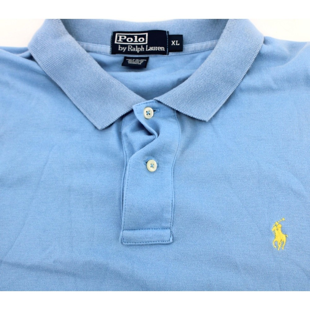 Polo Ralph Lauren Polo Shirt Mens XL Blue Classic Fit Short Sleeve Yellow Pony